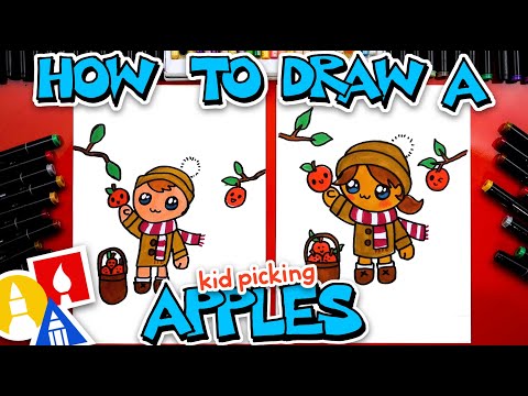 How To Draw A Kid Picking Apples