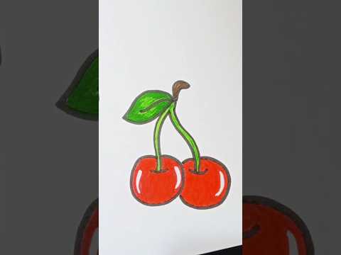 How to draw Cherry 🍒 | Menggambar Cherry #drawing #easydrawing #satisfying #art #tutorial