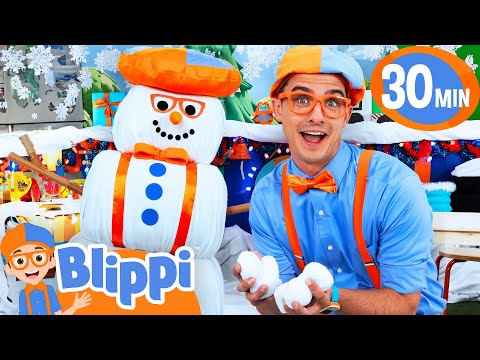 Blippi Plays the Matching Snowman Game!⛄| Blippi's Playdate | Educational Videos for Kids