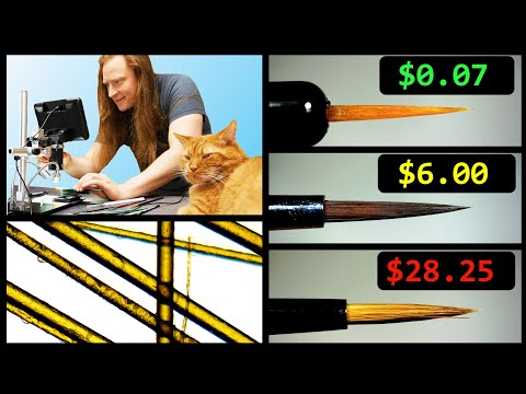 Cheap Synthetic Brushes Vs. Expensive Sable Paintbrushes-  Microscope examination!