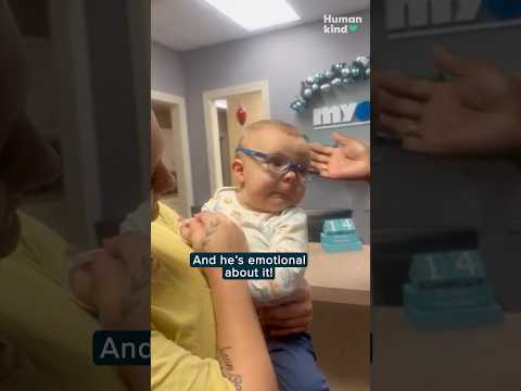 9-month-old gets in his feelings seeing his world come into focus | Humankind #shorts #goodnews