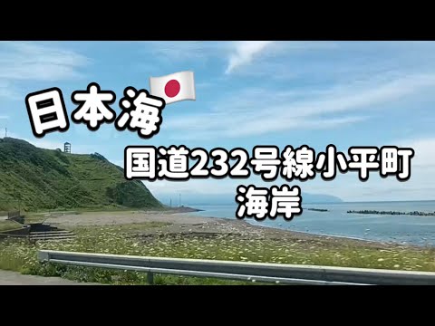 【車窓より夏の北海道】旭川に向かって走っています🚌 日本海🌊国道232号線小平町海岸線南下