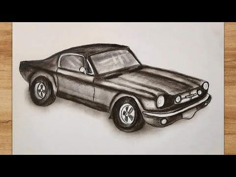 How to Draw a Classic Car Step by Step | Mustang Fastback Drawing