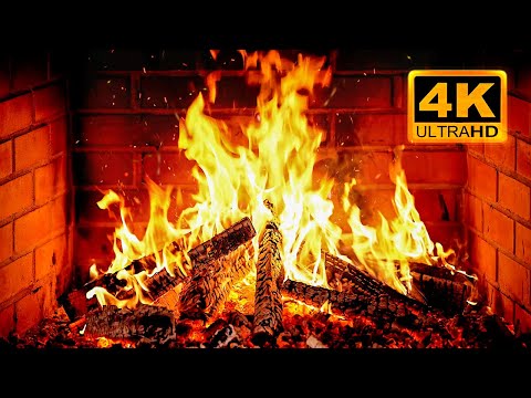 🔥 Cozy Fireplace 4K (12 HOURS). Fireplace with Crackling Fire Sounds. Fireplace Ambience