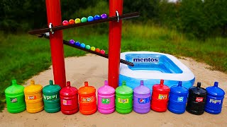 Water Slide Experiment ☆ Giant Top Soda Bottles! Coca Cola and Mentos in the Big Pool!