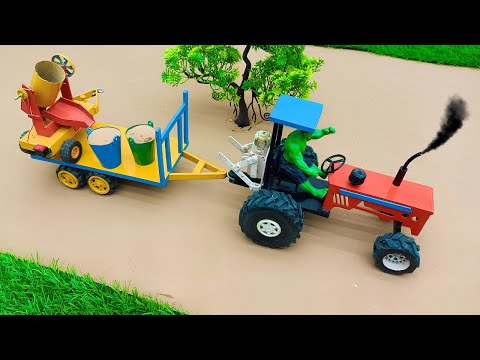 DIY tractor mini plough machine science project | Mini tractor supply water pump diesel engine maker