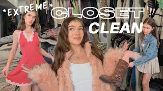 EXTREME CLOSET CLEAN OUT after YEARS of THRIFTING 😳 | try-on of everything i own lol