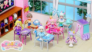 【わんぷり❤️学校の先生】プリキュアとニコ様の教室をDIY⭐️わんだふるぷりきゅあ！のキュアニャミー、キュアリリアン、キュアワンダフル、キュアフレンディのドールハウスを100均材料で手作り🌼声真似🍭