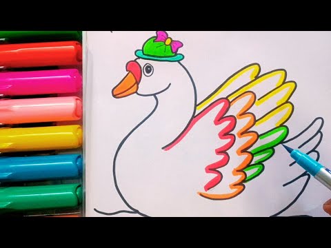 Drawing and Painting Swan for Kids & Toddlers | Simple Drawing, Coloring #drawing