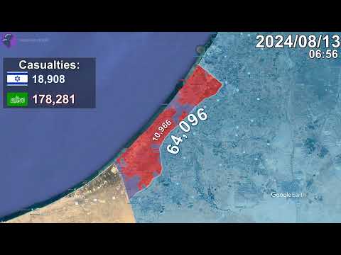 Israel-Hamas War: Every Day to September Mapped using Google Earth