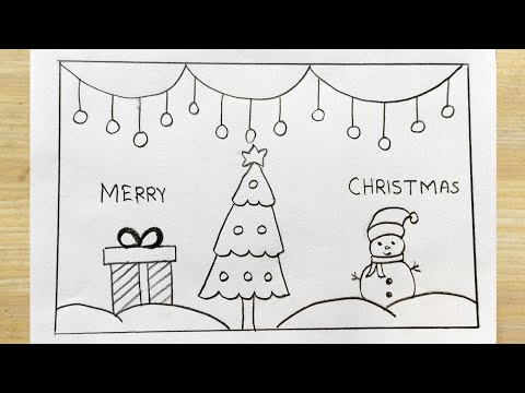 Christmas sketch easy idea | Christmas card making idea | Beautiful Christmas card