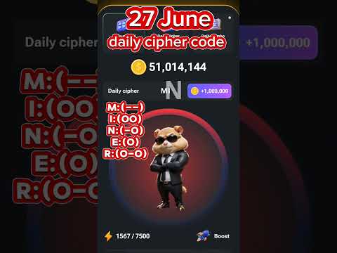 hamster combat daily cipher code today 27 June 1 million coins #viral #ciphercodes