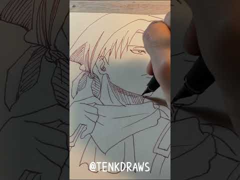 Drawing anime with fountain pen|LeviAckerman|AttackonTitan|TenK Draws #leviackerman #attackontitan