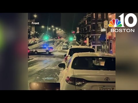 Video shows Boston police cruiser crash by Green Line tracks in Brighton