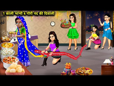 1 काली भाभी की 4 गौरी नंद की दिवाली || Hindi Cartoon Stories || Diwali Of Arrogant Sister In Law ||