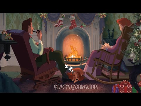 A Vintage Christmas by a cozy fireplace 🎅 Oldies playing in another room 🎄 w/ crackling fire ASMR