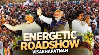 PM Modi holds a spectacular roadshow in Visakhapatnam, Andhra Pradesh