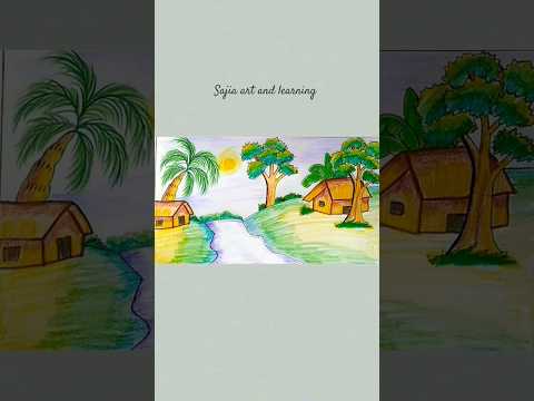 scenery Drawing with pencil colour#art #youtubeshorts #painting #reel #drawing