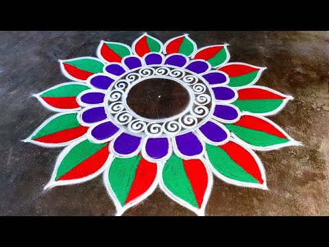 Newyear beautiful big rangoli/2025 happy Neeyear rangoli/Neeyear muggulu designs/Amazing rangoli