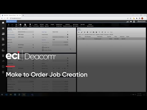 Make to Order (MTO) Job Creation with the Deacom ERP System