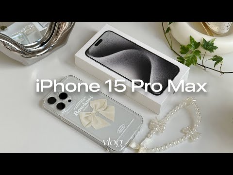 iPhone 15 pro max aesthetic  (white) unboxing + accessories + camera test