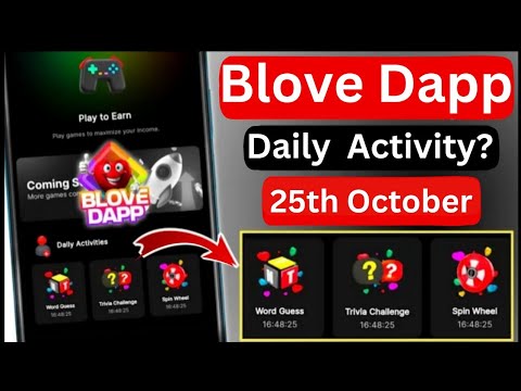 Blove Dapp Daily Activity Today ? Word guess code & Trivia challengeanswer ? 25th October