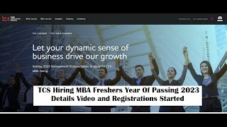 TCS MBA Hiring Year of Passing 2023 | Registrations Started | HR Pick | V-1