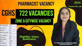 CGHS Pharmacist Recruitment 2024 | City wise posts, Eligibility, Salary 2024 | 722 | Pharmacy Jobs