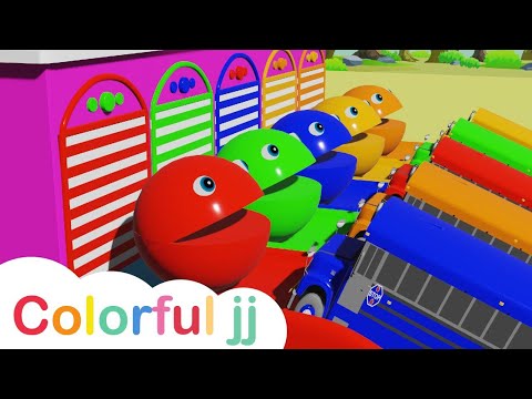 Learn Colors with PACMAN VS SchoolBus and Farm Magic Slide and Surprise Toy Street Vehicle for Kid