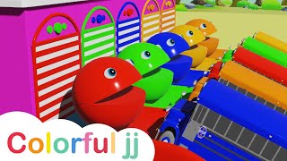 Learn Colors with PACMAN VS SchoolBus and Farm Magic Slide and Surprise Toy Street Vehicle for Kid