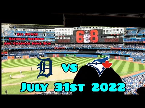 Blue Jays vs Tigers Intros, National Anthems, Chapman Home Run, Romano entrance, / Starting Lineups