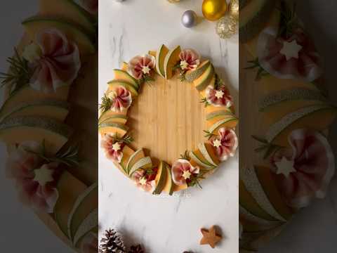 How to make Prosciutto Ribbon with melon for Charcuterie Christmas Wreath TUTORIAL🎄 #shortvideo