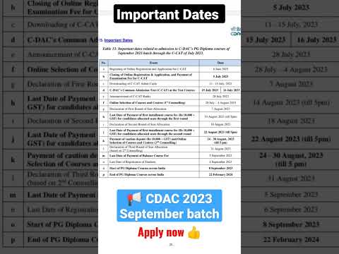 CDAC 2023 Important Dates | CDAC September Batch Announced.🤑 #cdac #ccat #lastdatetoapply #sepbatch.