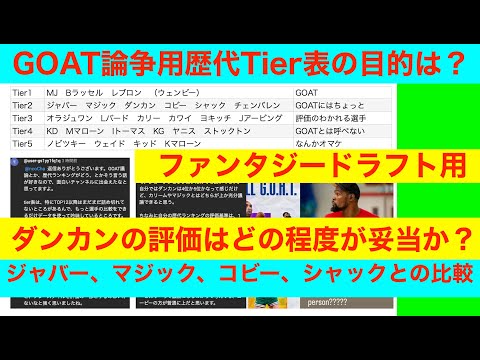 ダンカンの評価を吟味「なぜダンカンはGOATではないのか？」GOAT論争用歴代Tier表　NBA2024〜25