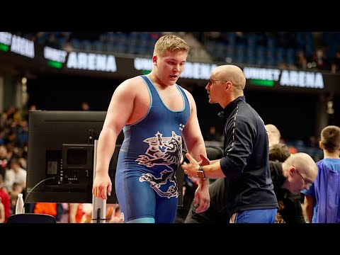 U20 Pijus Baldysius (LTU) vs Roope Rusi (FIN) 130kg. Greco-roman men wrestling. B-cam-man