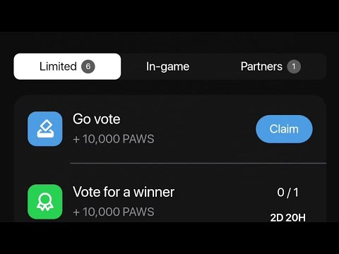 PAWS 🐾 Vote & Limited Task Only 2 Days Left