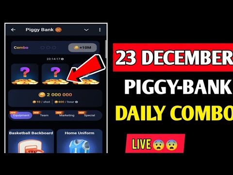 Piggy Bank Daily Combo 23 December | Piggy Bank Combo Today | Piggy Bank Airdrop