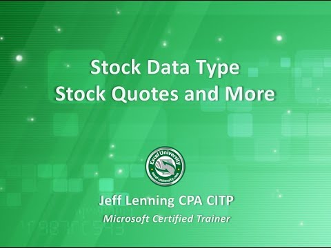 Excel Stock Data Types - Stock Quotes and More