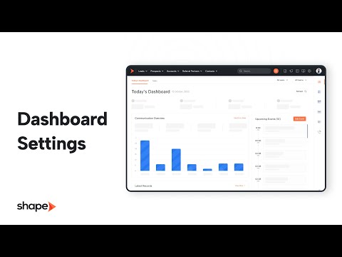 Shape Software Dashboard Settings