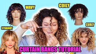 HAIRSTYLISTS GUIDE TO CUTTING YOUR OWN CURTAIN BANGS ON CURLY HAIR