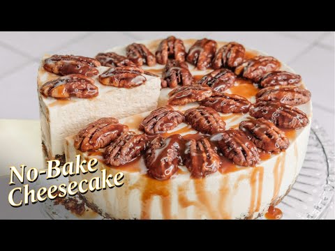 No-bake Caramel Pecan Cheesecake | | Gluten Free | Thanksgiving Dessert | Christmas Dessert