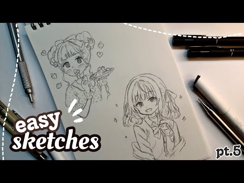 Cute random anime character easy sketches 10+ ✨ Pt. 5 #drawing #anime