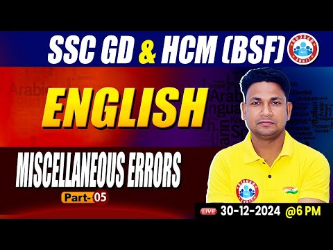 SSC GD English Practice Set, BSF HCM English Class, Miscellaneous Errors English Class, By Rinku Sir