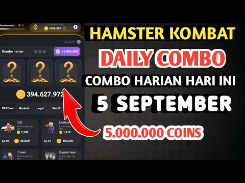 COMBO HARIAN HAMSTER KOMBAT HARI INI 5 SEPTEMBER 2024 | HAMSTER KOMBAT DAILY COMBO CARDS TODAY