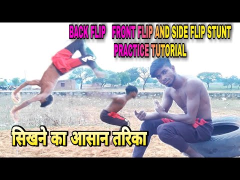 How to learn front flip back flip side flip  tutorial stunt practice trick step by step easy