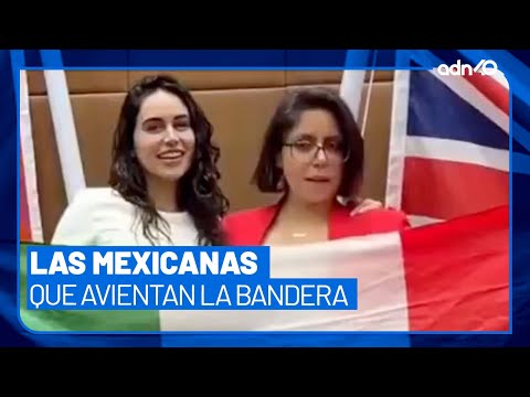 Gimnasta mexicana, Elsa García avienta la bandera de México junto con la periodista Laura García