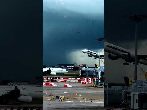 Dark Stormy Plane Taxi and Takeoff at Singapore Airport #travel #shorts