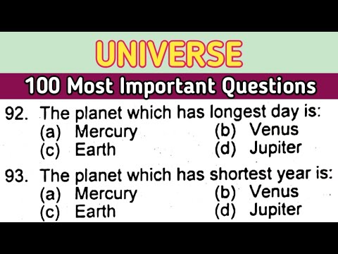 GK Questions and Answers || Universe MCQ || 100 Most Important Questions