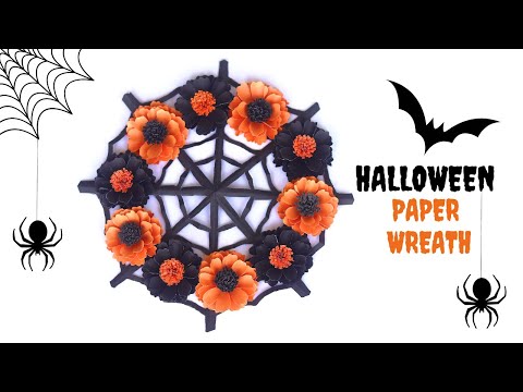 Halloween Paper Flower Wreath Decoration| Halloween Decoration Ideas| Easy Halloween Crafts