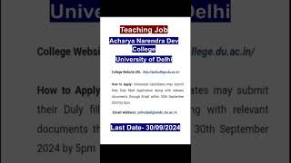 Guest Faculty Vacancy 2024#DU Guest Faculty Vacancy Notice# Electronics Dept#guest_teacher# applynow